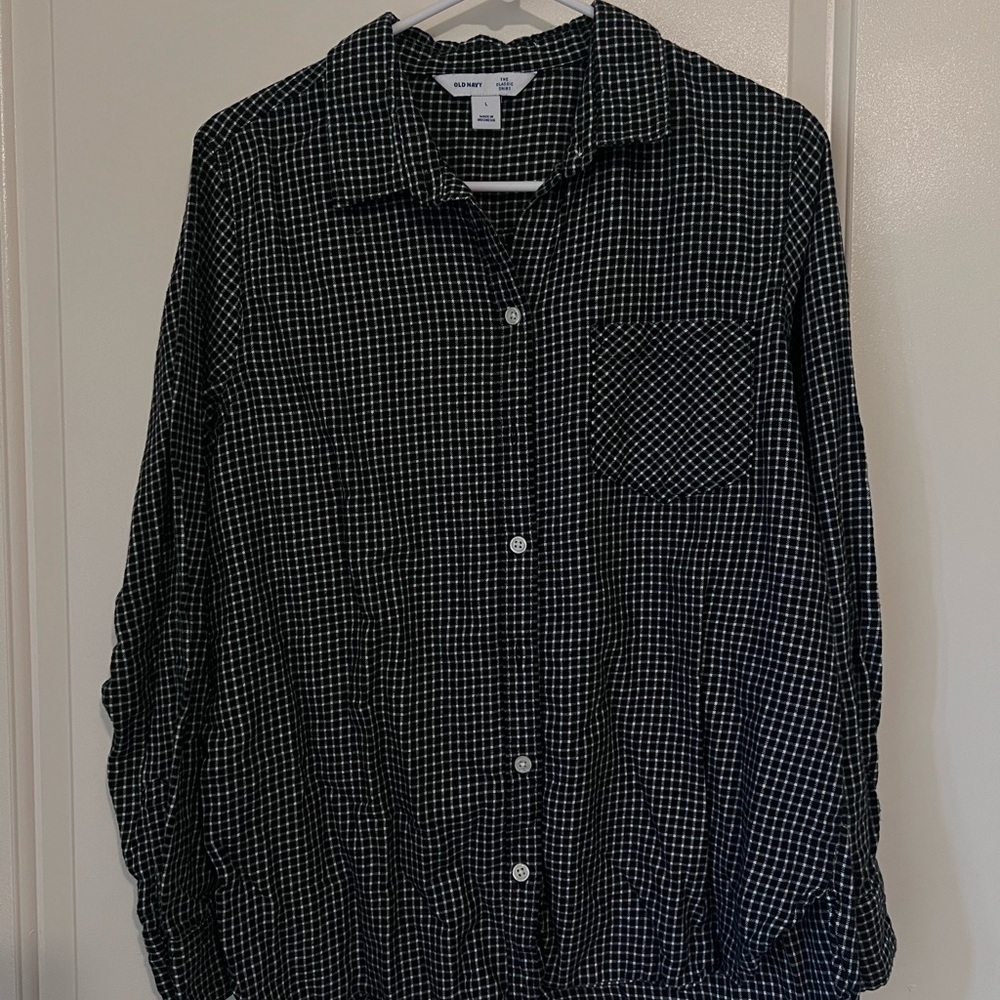 Women's Black and White Checkered Shirt